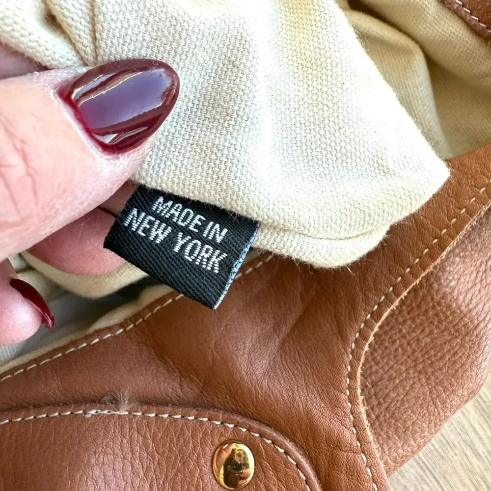 Pietro Alessandro Leather Tote Shoulder‎ Bag Tan Made in New York Boho Statement